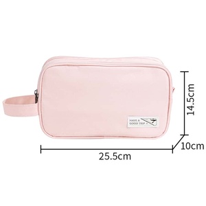 Bolsa de Aseo Verde Menta con Cierre de Cremallera, Asa Suave, Estuche Cosmético Portátil, Patrón de Letras Simple, Capacidad Media - Product Image 2