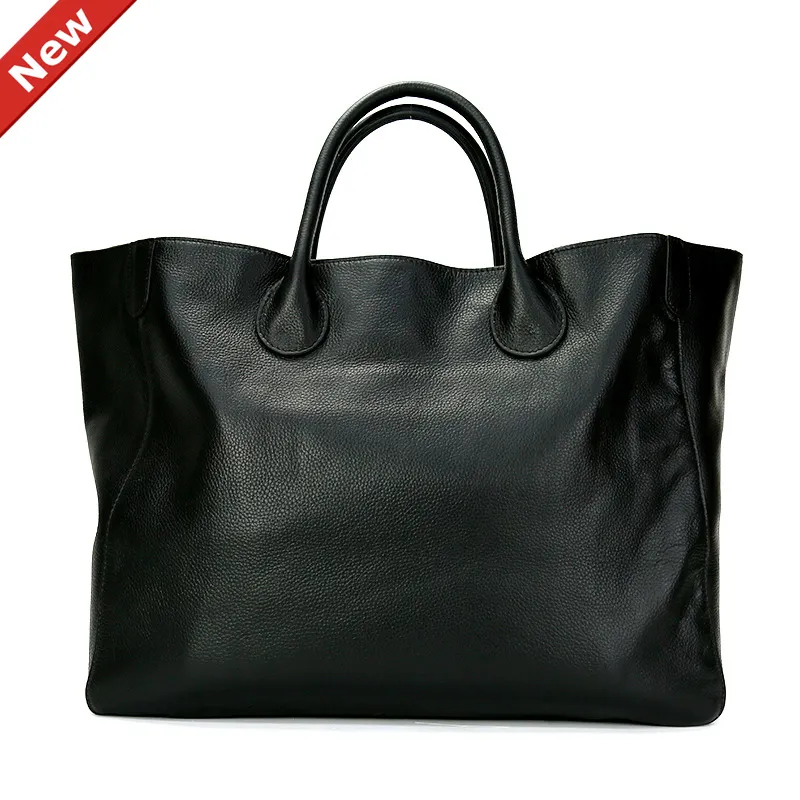 Trendy Unisex Vintage Genuine Leather Large capacity Travel Tote Handbag Top layer Cowhide Beach Duffle Bag With Handles
