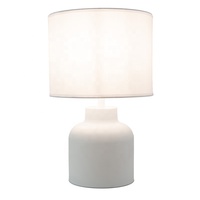 Lampe de table moderne de 12 pouces, abat-jour en tissu blanc mat, lampe de bureau, base en acier, interrupteur marche/arrêt, lampe de chevet, chambre à coucher, salon