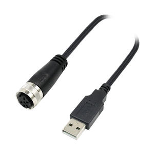 Connecteur de câble femelle <span class=keywords><strong>M16</strong></span> 6 broches pour applications d'alimentation avec convertisseur USB mâle, options 8, 4, 2, 3, 7 broches, filetage droit en laiton - Product Image 1