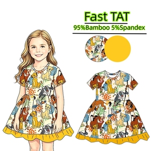 Abito Estivo per Bambine con Stampa Animata, Manica Corta in Fibra di Bambù, Produzione Personalizzata con Basso MOQ - Product Image 1