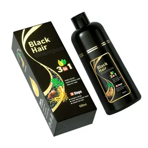 OEM Wholesale Semi Permanent Healthy Non-stick Scalp Ginseng Ammonia Free 500ml 3 In 1 Black Hair Dye Shampoo