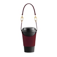 Housse de tasse à café ou à thé portable avec protège-poignet en PU, taille réglable, fermeture à bande magique, couleur et logo personnalisables, pour femme