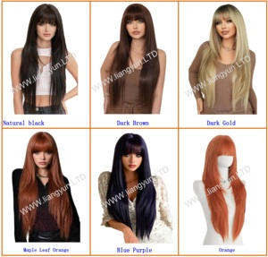 Offres Flash Perruques de <span class=keywords><strong>Cheveux</strong></span> Synthétiques Lisses Très Longs de 34 Pouces avec Frange, Couches Noires pour Femmes - Product Image 5