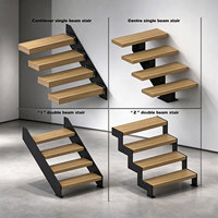 Escalier Flottant Intérieur Moderne Haut de Gamme, Sur Mesure, en Acier et Bois, avec Marches Modulaires Durables et Écologiques, pour Installation DIY