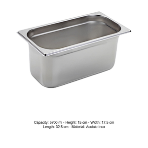 ถาดใส่อาหารสแตนเลส 18/10 GN 1/3 32.5 × 17.5 × 15 ซม., 740 กรัม อิน็อกซ์ อิน็อกซ์ มาเซล - Product Image 3