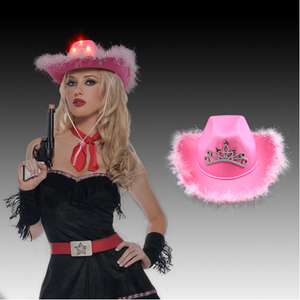 Sombrero de Vaquero para <span class=keywords><strong>Mujer</strong></span>, Estilo Popular, Color Rosa, para Navidad, Invierno, Graduación, Escuela, Acción de Gracias, Empacado en Bolsa - Product Image 2