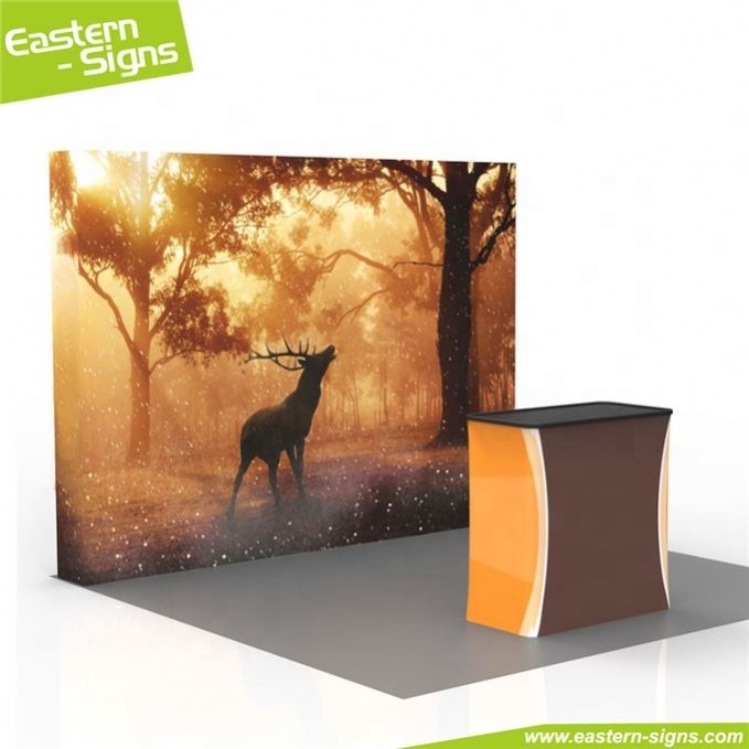 Conception personnalisée en aluminium tissu impression publicité pliable stand d'exposition pliable