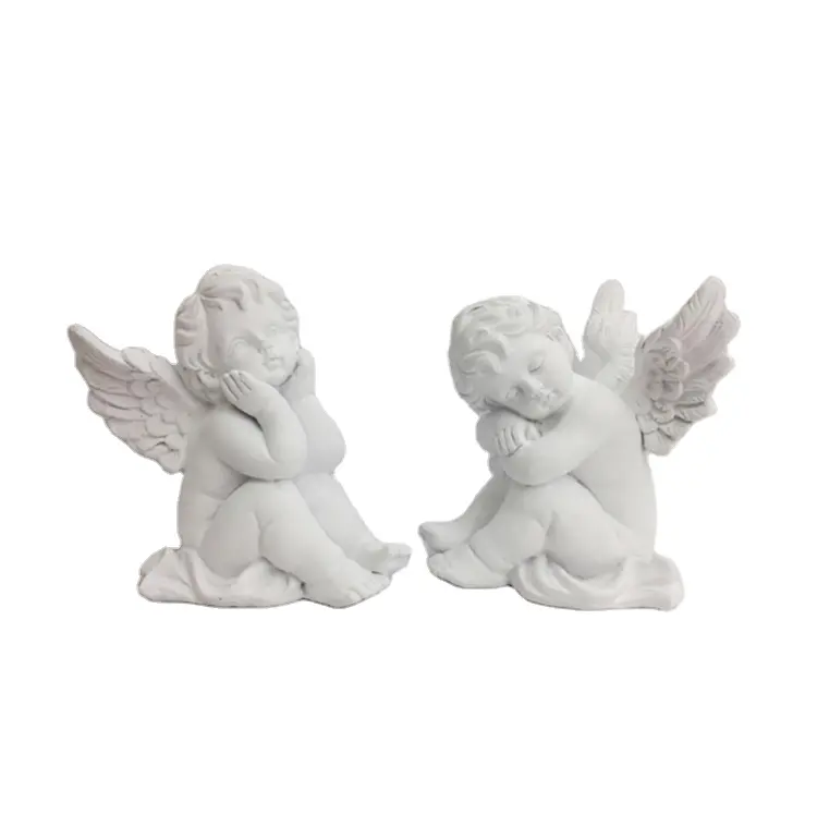 Seramik melek heykelcik beyaz uyku bebek melekler beyaz dua iyi şanslar güzel bebek melek bibloları için masa ev dekor
