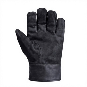 Guantes de cuero hasta la muñeca, lisos, negros, térmicos, sin forro, para uso diario, calidez en invierno - Product Image 2