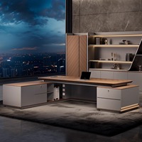 Meubles de bureau modernes de luxe, table de bureau de PDG luxueuse, bureau de patron en forme de L, bureau de direction minimaliste et chaise