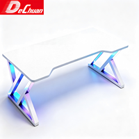 Bureau de jeu en fibre de carbone blanc 15 mm avec base en métal renforcé en X, bureau d'ordinateur, table de jeu pour la maison, table de bureau pour joueurs