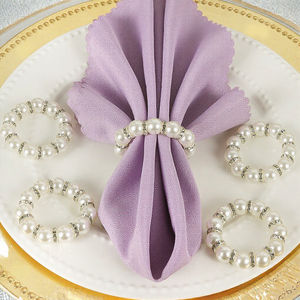 Anillo de Servilleta de Lujo Ligero, Pequeño, de Plástico y Metal con Cuentas de Perlas, Diseño Creativo, para Hotel, Boda, Fiesta, Restaurante Occidental - Product Image 2