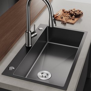 Fregadero de Cocina Grande Individual de Acero Inoxidable 304, Multifuncional, para Lavar Vegetales, con Cuatro Orificios - Product Image 1