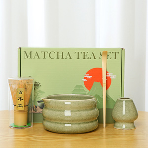 Juego de té Matcha japonés moderno Juego de Ceremonia de té Matcha de cerámica de cuatro piezas Juego de Ceremonia de té al por mayor - Product Image 6