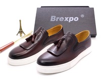 Chaussures Décontractées Homme en Cuir Véritable de Qualité Supérieure, Style Italien, Fait Main, Type Mocassins avec Pompons pour Sport et Skateboard