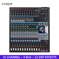 Console de mixage audio professionnelle V1602X 16 canaux, 4 bus, 8 entrées micro, 32 effets DSP, enregistrement BT USB, écran couleur 3,2 pouces