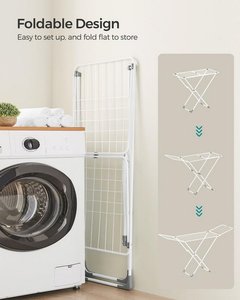 Trong Nhà Ngoài Trời Khăn Trải Giường Vải Có Thể Gập Lại Không Gian Tiết Kiệm Miễn Phí Đứng Airer Máy Sấy Kim Loại Giặt Khô Giá Trắng Quần Áo Khô Giá - Product Image 3