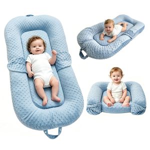 Portable Minky Dot Baby Lounger <b>Nest</b> Soft Breathable Newborn <b>Sleeping</b> Bed Infant Travel <b>Nest</b> with Carry Handles - Product Image 1