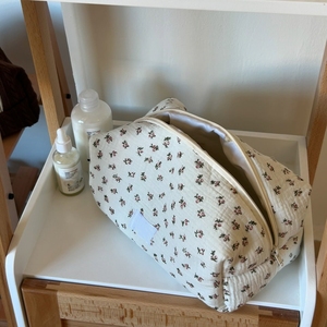 Dễ Thương Hoa <span class=keywords><strong>Crepe</strong></span> tùy chỉnh dây kéo đóng cửa của phụ nữ trang điểm túi cho du lịch lưu trữ - Product Image 2