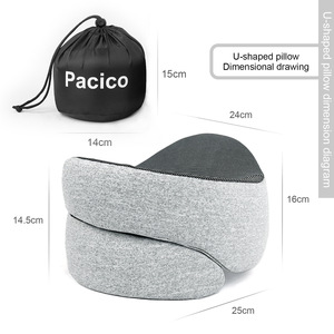 Almohada de Espuma Viscoelástica en Forma de U, Color Gris Claro, 28x14x9cm, Soporte Cervical, Almohada de Viaje para el Cuello - Product Image 2