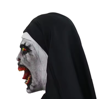 DAMAI Hallowmas Latex Nonne Horreur Masque Halloween Party Masque Cosplay Latex Demon Nun Masque