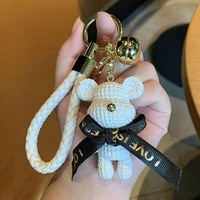 Porte-clés Ours Nœud Papillon en Fil de Résine Léger, Style Dessin Animé, Impression Numérique, Cadeau de Couple, Pendentif Clé, Vente en Gros, Célèbre sur Internet