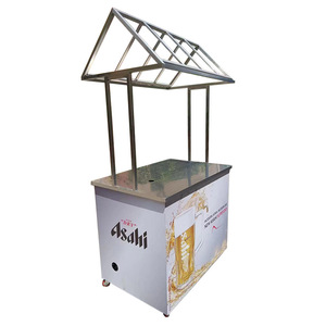 आधुनिक स्टेनलेस स्टील स्नैक कार्ट हैंड पुश डाइनिंग कार रात बाजार के लिए थोक धातु पैनल लकड़ी शैली स्टील कला - Product Image 5