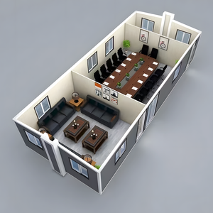 Maison de conteneur extensible de luxe de 40 pieds, maison moderne à double aile, maisons préfabriquées avec balcon à toit triangulaire - Product Image 6