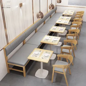 2022 Hoge Rug Moderne Ontwerpen Cafe Restaurant Eethoek Houten Frame Zitplaatsen Fast Food Double Side Restaurant Booth Sofa