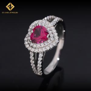 Ensemble de bijoux de mariage avec bague en diamant VVS en forme de cœur coloré de 6,5 * 6,5 mm, ensembles de bijoux de luxe, bague pour femmes - Product Image 4
