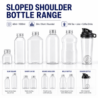 Botella de PET con Hombro Inclinado para Té con Leche, 60ml-1000ml, Botella para Bebidas CN