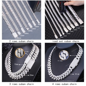 最低価格 ヒップホップ 2連 VVS ダイヤモンド リンクチェーン ラッパー S925 シルバー キューバン モアサナイト ネックレス - Product Image 5