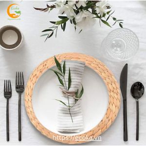 Ensemble de sets de table ronds modernes et luxueux, écologiques, résistants à la chaleur, antidérapants, en polyester et coton, prix de gros - Product Image 4