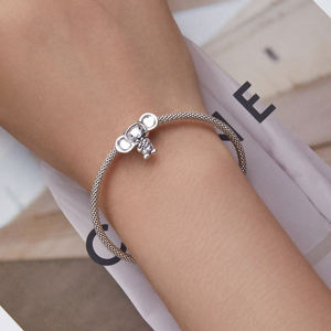 Big-eared monkey animal beaded charm cute monkey s925 perline d'argento perline sparse SCC2387 - Product Image 6