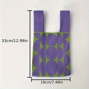 Nouveau sac à main en tricot jacquard coloré, petit sac fourre-tout tissé tendance, sac à nœuds, logo personnalisé, mini sac en crochet pour femmes - Product Image 3