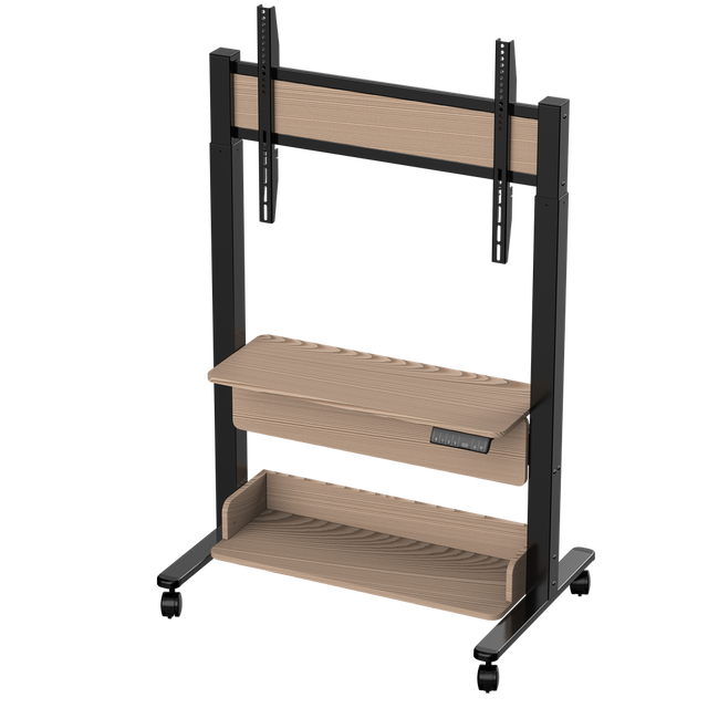 Hot Selling Heavy Duty Black Full Motion LED Motorized Adjustable Height TV Stand Steel Mobile Cart Handset/Wireless Control TV