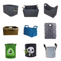 Panier de rangement pliable en feutre écologique avec poignée en bois, design carré multifonctionnel pour le rangement de jouets et de vêtements à la maison - LINFEI FELT