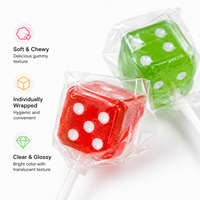 Bonbons gélifiés en forme de dés 3D personnalisés en gros, thème porte-bonheur, saveurs fruitées assorties, friandises fantaisie pour fêtes, qualité alimentaire