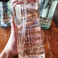 동기 부여 물병 2l 2 리터 1 갤런 스포츠 플라스틱 마시는 타임 마커가있는 대용량 밀짚 유형 Bpa Tritan 소형