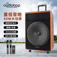 Altavoz Karaoke de Madera de 15 Pulgadas para Exteriores con Dos Micrófonos Inalámbricos, Pantalla LED, FM, USB/TF, TWS, Función Fiesta, Anti-Caídas