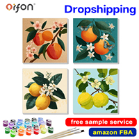 Lot de 4 kits de peinture par numéros DIY fruits vintage pour adultes débutants – Peinture acrylique DIY pour décoration murale FBA