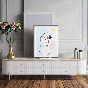 <span class=keywords><strong>Mueble</strong></span> de <span class=keywords><strong>TV</strong></span> Integrado para Sala de Estar de 2 m, <span class=keywords><strong>Mueble</strong></span> de <span class=keywords><strong>TV</strong></span> de Piedra Sinterizada de Lujo Ligero, Color Blanco - Product Image 1