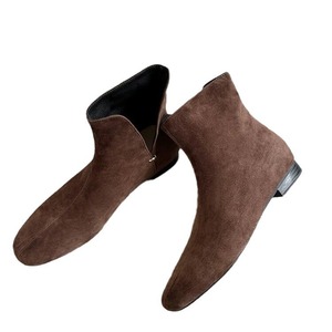 Botines Cortos Cómodos de Estilo Coreano Minimalista 2026 con Abertura Lateral y Boca en V, Punta Cuadrada y Tacón Plano - Product Image 5