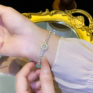 Pulsera DE TENIS ajustable chapada en oro y rodio personalizada al por mayor para mujer, accesorio de moda de circonita cúbica brillante y ostentosa - Product Image 3