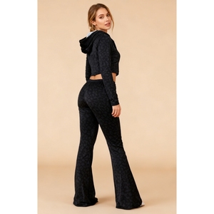 ฤดูใบไม้ร่วง/ฤดูหนาวแฟชั่นสตรีมีฮู้ดพิมพ์ลายเสือดาวเสื้อสเวตเตอร์แขนยาวและกางเกงกีฬาทรงเข้ารูปชุดแฟชั่น 2 ชิ้น - Product Image 3