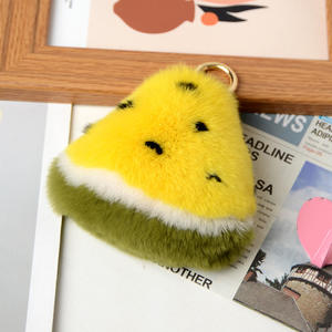 Pastèque <span class=keywords><strong>Pom</strong></span> <span class=keywords><strong>Pom</strong></span> porte-clés doux <span class=keywords><strong>fraise</strong></span> moelleux boule de fourrure porte-clés dessin animé peluche porte-clés pour filles sac pendentif à breloque fruits - Product Image 6