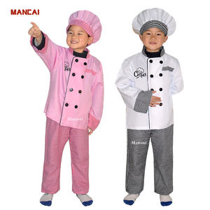 新着シェフキャリアデークックコスチューム子供向けハロウィーンコスプレコスチュームスクールシェフ制服帽子スーツクックコスチューム - Product Image 1