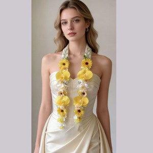 Couronne de fleurs artificielles personnalisable, rubans floraux artistiques, fleurs de saison pour la remise des diplômes, décoration de mariage artificielle - Product Image 3