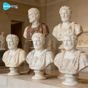 Busto in Marmo Europeo Stile Romano <span class=keywords><strong>Antico</strong></span>, Fatto a Mano, Design Contemporaneo per Giardini e Ville - Product Image 1